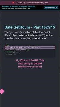 � Date GetHours Method - Part 162/715 | Senior Dev Explains #shorts #javascript
