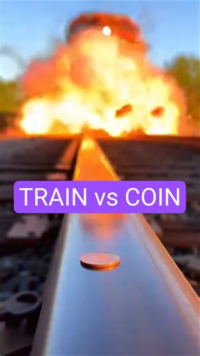 What If A Train HITS A Coin? SHOCKING Result 🚆🪙😱 #Shorts
