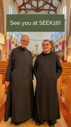Father Odo Recker, OSB, and Brother Isaiah Vargas, OSB, are traveling to Denver for SEEK26, a large Catholic young adult conference hosted by @focuscatholic. If you’re attending SEEK26 in Denver from January 1 – 5, stop by Mount Angel Abbey’s booth at Mission Way, Booth 418, and visit with Fr. Odo and Br. Isaiah. We welcome you as Christ! #mountangelabbey #seek26 #catholic #youngadultcatholics #focuscatholic | Mount Angel Abbey & Seminary