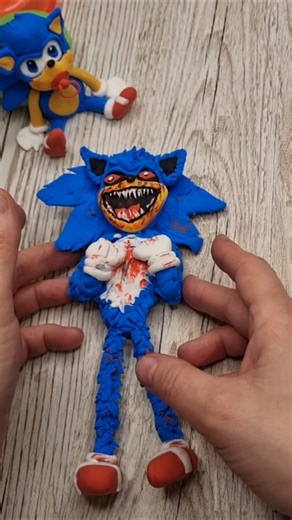 Making Angry Sonic in Clay 😡💙 #shorts #clay #Sonic #diy