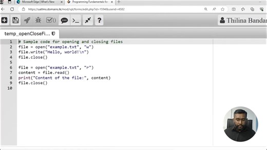 Lesson 6.2 - Open, Write & Close files
