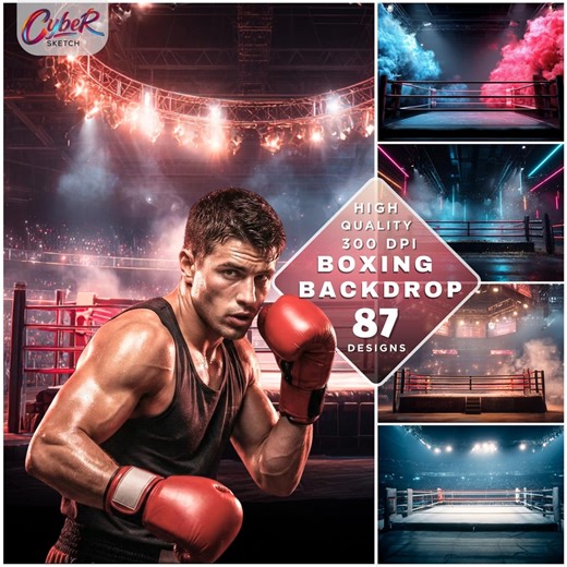 Boxing Ring Digital Backdrop | Dramatic Smoke, Sports Arena (JPEG File) - Etsy