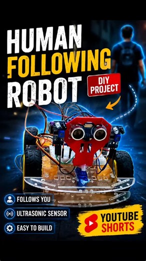 “Human Following Robot 🤖 | Arduino DIY Project 🔥 #shorts”