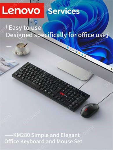 Lenovo KM280 Wired Keyboard And Mouse Combo, Classic Black, USB Wired Connection With Ultra-Low Latency, Business Office & Entertainment Keyboard And Mouse, Compatible With Desktop And Laptop Computers | SHEIN