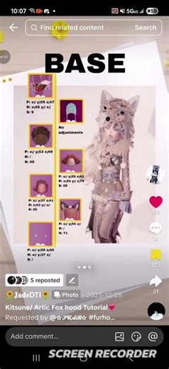 How to make the Snow Fox/Kitsune Hood Tutorial made by 🌻JadeDTI🌻 On TikTok #dti #rose56_09_dti