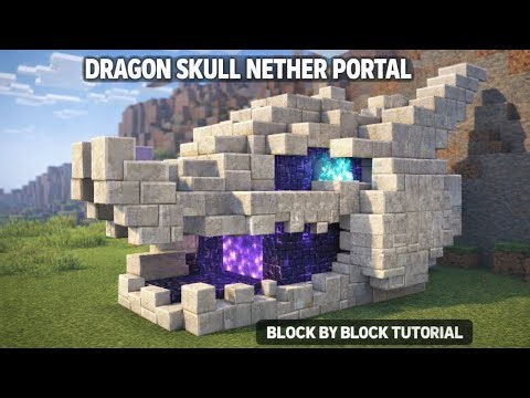 Minecraft Dragon Skull Nether Portal 🔥 | Block by Block Tutorial | Easy Build 🥵