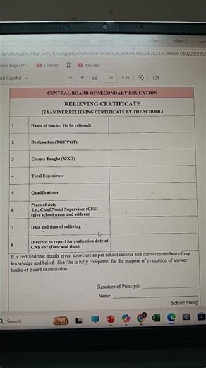 RELIEVING CERTIFI X&XII Annexure 2 BOARD EXAM