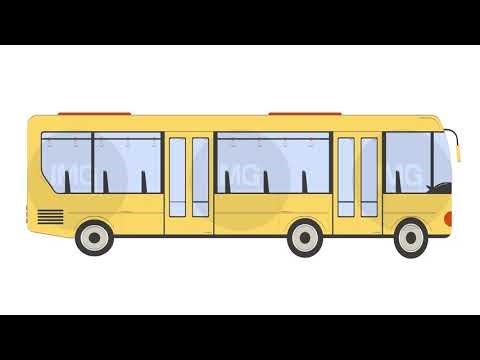 Driving yellow city bus side view 2D object doodle animation