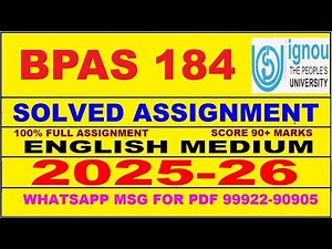BPAS 184 solved assignment 2025-26 in English || bpas 184 solved assignment 2026 || bpas184 2025-26