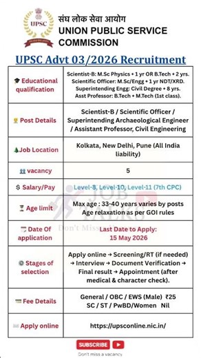UPSC Recruitment 2026 🔥 Scientist B & Assistant Professor | High Salary Govt Jobs | #jobtalks4u