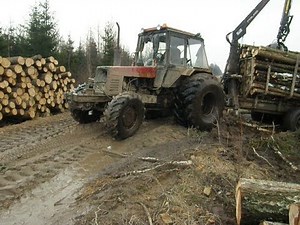 Belarus Mtz 1025 forestry tractor, difficult, wet conditions