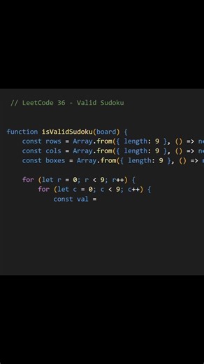 Solve LeetCode 36 Valid Sudoku #shorts #coding #javascript