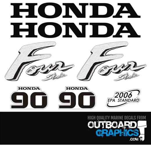 Honda 90hp 4 stroke outboard engine decals/sticker kit - Tariff free to USA