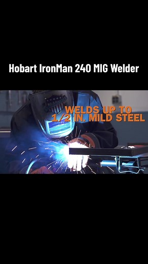 The Hobart IronMan 240 is a 280 amp MIG welder that is capable of welding up to 1/2” mild steel. $1,905 with free shipping from Cyberweld.com! #Cyberweld #Welding #WeldLife #HobartWelders #MIGwelding #Welder #Weld