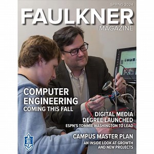 Open this newest issue of the Faulkner Magazine to read all about how our Computer Science and Engineering Department is preparing students for the future through the lens of Christianity, get an inside look at the growth and construction projects on campus, learn how we honored one of our university's founding families, and to discover Faulkner Law news, Alumni and Athletic news and so much more. To read the full digital edition and download a copy, please click https://issuu.com/faulkneruniver