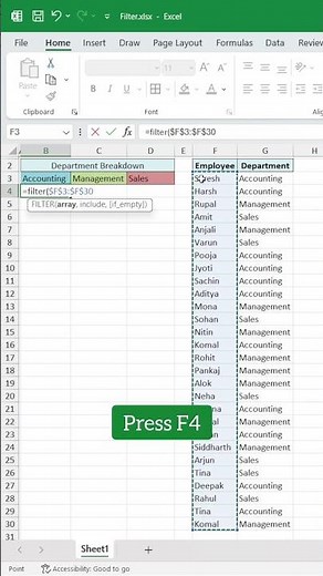 Master Excel FILTER Function in 60 Seconds! #Excel #ExcelTips #ExcelTricks #ExcelTutorial
