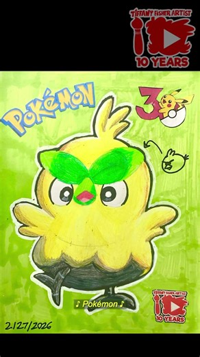 TFA Drawings: BROWT FAN ART 🍃 🐦 | Pokemon Day 2026 | Tiffany Fisher Artist #shorts