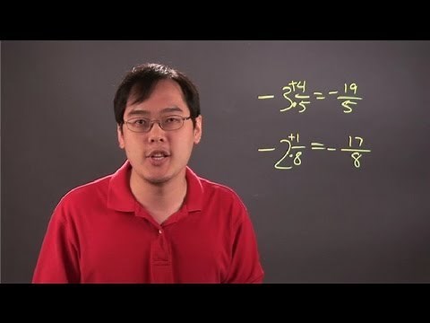 How to Convert a Negative Mixed Number Into an Improper Fraction : Fractions 101