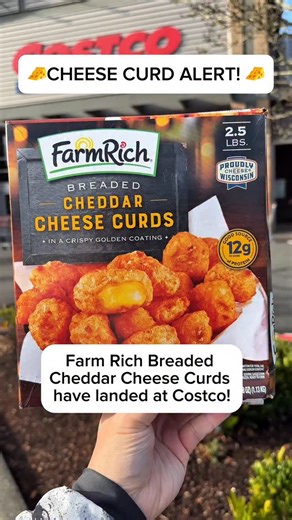 🧀CHEESE CURD ALERT! 🧀 @farmrichsnacks Breaded Cheddar Cheese Curds have landed at Costco! 📍Available only in Costco warehouses in the MW region! 😋 Crispy golden breading on the outside with REAL Wisconsin Cheddar on the inside! ⏲️ Quick, convenient and ready in minutes 🙌🏽 Perfect for snacks, apps, or game day spreads 🛒Run to your local MW region Costco and grab a box before they’re gone! Check your freezer aisle TODAY! #ad #FarmRichPartner #FarmRichSnacks | Costco Deals
