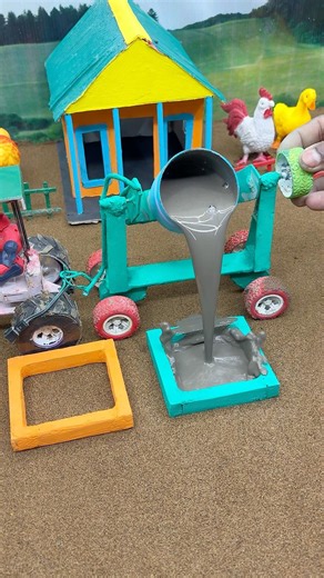 Tiny Construction Site with Working Cement Mixer | Satisfying Toy Build #shorts #youtubeshorts