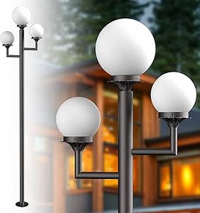 Lightdot 79" Post Lights Outdoor 3-Heads Street Light Aluminum Pole Lamp for Outside with 3Pcs 10W LED Bulbs Included (Bulbs Replaceable) IP65 Waterproof Outdoor Lamp Post Light for Yard