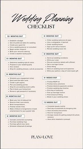 Your wedding planning checklist by Plan In Love