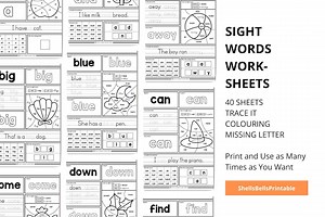 Sight Word Worksheets – Reading, Writing, Colouring (digital Download) - Etsy