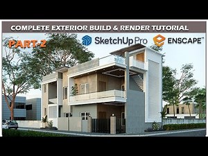 COMPLETE EXTERIOR HOUSE DESIGN IN SKETCHUP PART 2