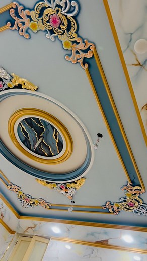 1.4K views · 1.9K reactions | New ceiling painting decor design #reelsvideoシ #postviralシ #foryoupagereels # #decor #ceiling #Design #room #homedesign #golden #videoviralシ | Asmat Ullah | Facebook