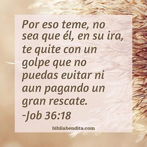 Explicación Job 36:18. 'Por eso teme, no sea que él,en su ira, te quite con un golpe que no puedas evitarni aun pagando un gran rescate.' - BibliaBendita