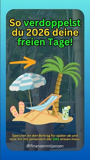 URLAUB 2026 VERDEOPPELN! 🏝️😎👌 SO GEHTS! #urlaub #feiertage #2026 #urlaub2026 #finanzen