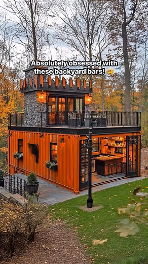 These backyard bars are made from reused shipping containers! 👏👏 #backyardvibes #patio #homedesign #tiktokmademebuyit | Inspiring Designs