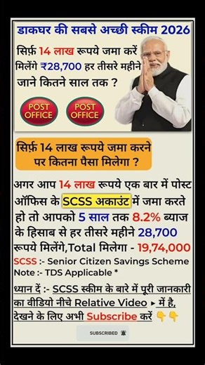Senior Citizen Savings Scheme 14 Lacs Deposit Calculation ||