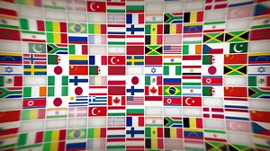 Download World Countries Flag Icons With Lens Fx Background Loop for free