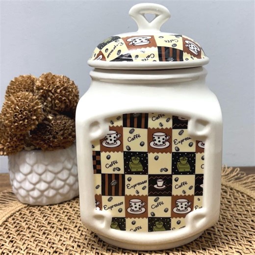 Vintage Ceramic Coffee Pot With Lid, Retro Espresso Canister, Kitchen Storage for Coffee, Sugar, Biscuits, Kitchen Decor - Etsy