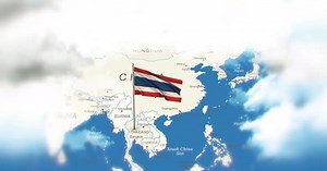 Waving Thailand Flag Over Southeast Asia Map Animation