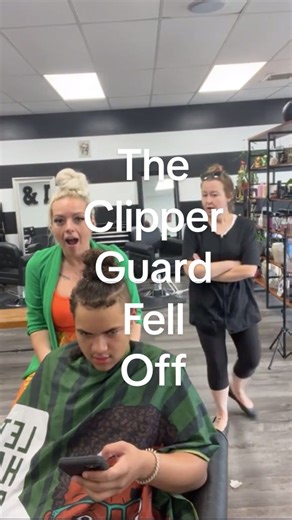 For the first time in 13 years…. My clipper guard fell off while doing a haircut. Luckily it was on my son! I cant believe it happened. #fail #haircutfail #haircuttransformation #messeduphair #clippercut #boosiefade #omg #blooper #baldspot #ohshit #damn #oops #oopsie #thesedamnkids #groupevent #gasp #momlife #boymom #hairstylistproblems