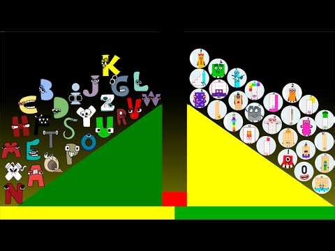 Numberblocks vs Alphabet Lore Marble Race in Algodoo