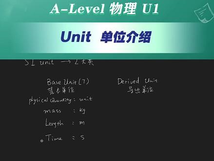 ALevel物理——Unit单位分为2大类，7个基础单位 #alevel #Alevel #物理 #国际课程 #出国留学,物理基本单位- 抖音