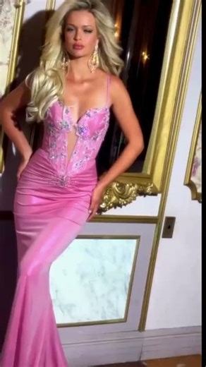 Jovani D5046 - Floral Basque Prom Dress