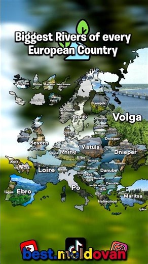 Biggest Rivers of every European Country 🏞️🇪🇺 #map #geographythroughmaps #europe #mapguide #mapping
