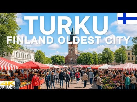 TURKU [4K] CITY CENTER AUTUMN WALKING TOUR - OPEN MARKET DAY IN FINLAND OLDEST CITY | TURKU DAY