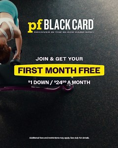 Get your first month FREE with promo code JUNEFREE when you join the PF Black Card® for just $1 down and $24.99 a month. Bring a friend anytime, work out at any location, and relax at the Black Card Spa®. Hurry, this deal ends June 13! | Planet Fitness | Facebook