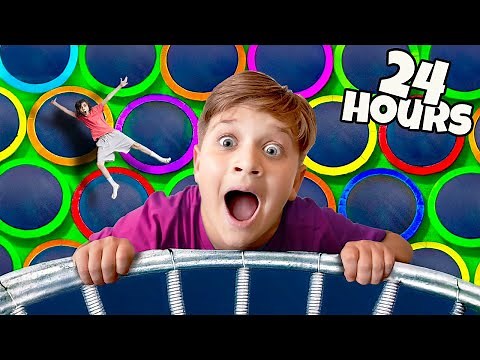 24 HOUR CHALLENGE in TRAMPOLINE PARK! Collection of Videos by Diana and Roma