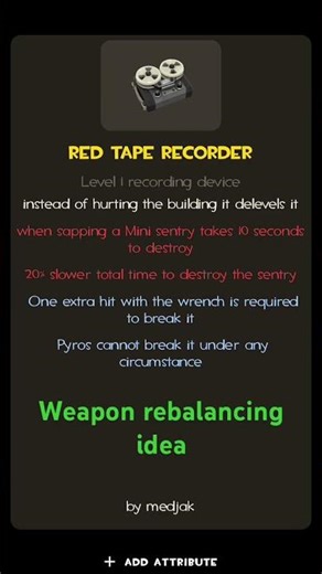 Red tape recorder weapon rebalancing idea #tf2 #teamfortress2 #spytf2 #napoleon