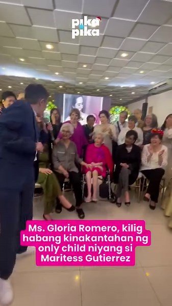 5.9M views · 188K reactions | Ms. Gloria Romero, kilig habang kinakantahan ng only child niyang si Maritess Gutierrez #GloriaRomero #GloriaRomeroAt90 #MaritessGutierrez #MovieQueen #KasamaKangTumanda #GloriaRomerosGlorious90thBday #SampaguitaPictures #EntertainmentNewsPH #PikapikaPH | Pikapika | Facebook