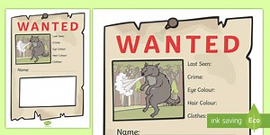 Big Bad Wolf Wanted Poster Writing Frames