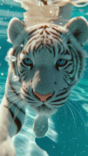 White Tiger Swimming! 🐯💙 | Underwater Baby Tiger
