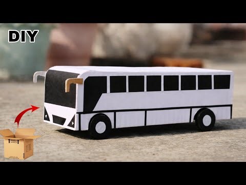 How to make cardboard bus | Cardboard Bus craft tutorial for school project | DIY cardboard craft