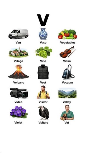 15 Common Words Starting with V | Learn English Vocabulary | Letter V